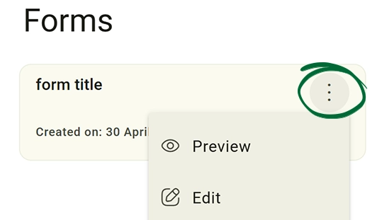 Select Existing Form screenshot
